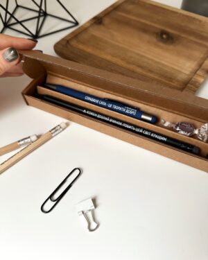 Чорно-синій набір олівець+ручка у коробочці