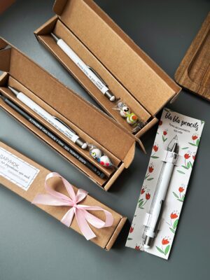 Чорно-білий набір олівець+ручка у коробочці